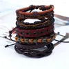 Brin 6 pièces/ensemble mode Wrap tissé à la main hommes Bracelets hommes femmes Bracelet en cuir Bracelet en gros bijoux Pulseira Masculina