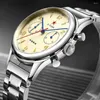 Armbanduhren RED STAR 40mm Seagull 1963 Uhr Herren Saphiruhrwerk Metall Stahlband Mechanisch Handaufzug Chronograph