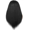 Парик женский Puffy Yax Front Lace Wig Black Yaki Химическое волокно Длинные прямые волосы Парики с полным покрытием головы 230301