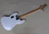 Guitare basse électrique à corps blanc brillant à 4 cordes avec incrustations de perles blanches en palissandre Peut être personnalisé