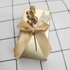 Gift Wrap Wholesale Gold Box Candy Packaging Wedding Favor Gift Boxes with bow Paper Bags for Baby Shower Birthday Event Party Supplies 230301