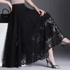 Юбки Кружевная юбка Женская длинная юбка в форме буквы «А» Большая распашная газовая полая плиссированная юбка 230301