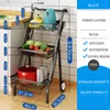 Küchenspeicherorganisation Installationsfreie Klappkarren-Racks Mehrschichtiger Gemüse und Obst mit Rädern Abnehmbarer Rack