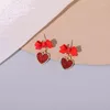 Stud Earrings Lolita Red Bow Love Heart Trendy Light Luxury