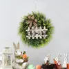 Dekorativa blommor 2023 Spring Wreath Natural Rattan Simulation Green Plants Easter Door Decoration Pendant Home