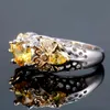 Cluster Rings 925 Silver Yellow Citrine Bee Rings for Women Män med Zircon Finger Rings smycken Engagement Party Anniversary Wedding Presents G230228