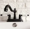 Badkamer wastafel kranen dek gemonteerd 4 "centra-hole zwarte olie gewreven bronzen kraan wasbekken bassin mixer kranen zwenkspuit thg074