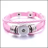 Bedelarmbanden pu lederen mtilayer gevlochten 18 mm snap knop armband colorf zwarte witte vrouwen mannen punk armband noosa sz0341 drop del dhc7k