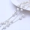 Kedjor verkliga sötvatten pärla högkvalitativa kvinnliga smycken lång halsband för julklapparchains