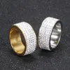 Cluster -Ringe Hip Hop Voller Strassbling -Out Herren Ring Gold Farbe Titan aus Edelstahl für Männer Frauen Mode Schmuckcluster Clustercl