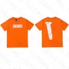 Sommer Herren Designer T-Shirt Friends Letter Print T-Shirt Big V Herren Damen Kurzarm Hip Hop Style Schwarz und Weiß Orange T-Shirt Größe S-XL