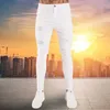 Men039s Jeans 2021 New Mens Jeans Hip Hop White Moto Skinny Ripped Color Elastic Denim Pantal