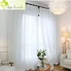 Cortina de cortina de linho grosso chinês para quartos para crianças algodão janela de tule pura sala de estar varanda moderna