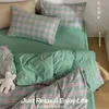 Bedding sets Japanese cream plaid four piece girl heart washing quilt cover cute bed sheet three piece home textile bedding 230228