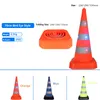 70cm Rechargeable Reflective Traffic Light Flashing Foldable Double Warning LED Safety Road Cone Barrier Roadway Cones