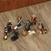 Decorative Objects Figurines 11Pcs Box Nativity Statue Reusable Scene Crafts Christ Birth Jesus Ornament 230228