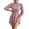 Casual Dresses Women Dress Sexig Deep Floral Printed Mini Party Lady Beach Causal Long Sleeve