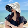 Large bord chapeaux luxe soleil femmes plage été soleil femme extérieur avancé anti-uv panama voyage grand chapeau dame large large