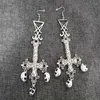 Dangle Boucles d'oreilles Croix inversée luciférienne - Sigil Of Lucifer Occult Left Hand Path Bijoux sataniques Cadeau Fallen Angel Ave