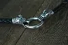 Hänge halsband män coolt halsband rostfritt stål chian drakhuvud med ringen