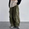 여성용 바지 Capris Streetwear 느슨한 캐주얼 바지 큰 포켓 넓은 다리 바지 바지 레트로 슈퍼 군대 대형 스웨트 팬츠 패션 바지 230301