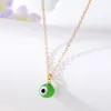 Color Painting Metal Evil Eyes Mini Ball Pendant Lucky Turkish Blue Eye Necklaces for Womens Jewelry