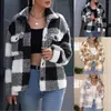 Women's Jackets Womens Lapel Loose H Plaid Patchwork Jacket Long Sleeve Fleece Maternity Extra Cot Warm Active Women