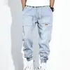 Jeans da uomo Pantaloni da studente alla moda Vita elastica da uomo Young Colorfast Boy Strappato