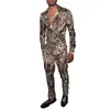 Męskie dresy wiosenne jesień mężczyźni dressit zwierzę węża węża Python Wzór tekstury 3D nadrukowany garnitur Koszulki Męskie spodnie 2pcs Zestawy plus rozmiar 230228
