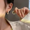 Hoop Earrings Lifefontier Korean Opal Crystal Round Earring For Women Luxury Rhinestone C Type Trendy Wedding Jewelry Gifts 2023