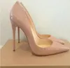 Dress Shoes 8cm 10cm 12cm High Heels Shoes Nude Color Genuine Leather Point Toe Pumps Rubber Wedding Shoe Size US4-12