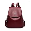 School Bags Women's PU Leather High-quality Fabric Trend Backpack Fashion Designer's Large-capacity Classic Vintage Leisure Bag 2023
