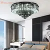 Ceiling Lights Luxury Black Crystal Chandelier Lamp Round Living Room Bedroom Indoor Home Light Fixtures