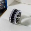 Cluster Rings Huitan Personality Black CZ Wedding Rings for Women Bling Gorgeous Newly Designed Accessories High Quality Fashion Jewelry G230228