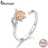 Cluster Rings bamoer 925 Sterling Silver Graceful Rose Open Adjustable Plated platinum Finger Rings for Women Fine Jewelry 2020 New BSR134 G230228