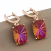 Dingle örhängen ljuskrona mode lyxig stor fyrkantig design 585 rosguldfärg för kvinnor bröllop elegant smyckendangle