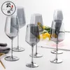 Tumblers Electropated Smoky Grey Goblet Lutad Lipstick Glass Champagne Crystal Ion Plated Rainbow Cup 230228