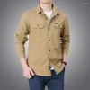 Men's Jackets Spring Autumn Men's Jacket Cotton Long-sleeved Casual Business Loose Cargo For Men Solid Shirt Top Coat Male