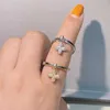 クラスターリング豪華なフラワーパーティーステートメントの女性のための結婚指輪