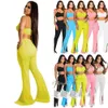 Womens Two Piece Pants Outfit New Spring And Summer Suspender Bra High Waist Pant Slit Casual Suit