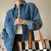 Damesjassen losse casual dames denim shirts dames ontwerpgevoel kleine gestapelde blauwe tops lente en herfststijlen