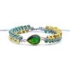 Braccialetti con ciondoli Goccioline d'acqua a forma di opale verde Bracciale con ciondolo Doppia treccia Tila Beaded Dropship Amicizia