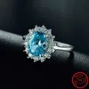 クラスターリング2.0ct fasionリアルソリッド925スターリングシルバーリングファッション女性ギフト5AジルコンジュエリーブランドウェディングエンゲージメントシルバーリングG230228