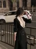 Tweede stuk jurk Koreaans pak herfst elegante 2 -delige jurk set kantoor dame lange mouw crop tops casual zwarte midi rok vrouw slanke retro 230228