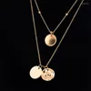 Pendant Necklaces Bohemian 2 Layers Charms Necklace For Women Geometry Round Chain Chockers Jewelry Wholesale Collar A11407