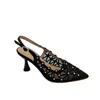Scarpe eleganti Sandali con tacco alto da donna alla moda con garza di diamanti luminosi alla moda per donna con punta a punta L230301