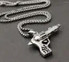 Pendentif Colliers Acier Inoxydable Revolver Pistolet Collier Chaîne - Mens Rocker Hip Hop Bijoux