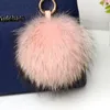 Keychains 15cm Large Fluffy Pompom Genuine Raccoon Fur Keychain Pendant Key Chain Bag Charm Women Bagpack Accessories