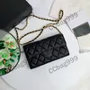 Flap Mini Woc Caviar Lamb Skin Schoudertas Glanzende kalkhide Lederen Designer Wortel met ketting Gold Silver Hardware Women Luxurys Handtassen Munt Portemonnee 18x10.5 cm