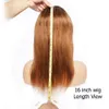 Ombre Honey Blonde Straight Human Hair Wgis Raw Indian Hair 4x4 Lace Closure Wig T Middle Part Transparent Lace Wigs 1B 27/30 Color Pre-Plucked